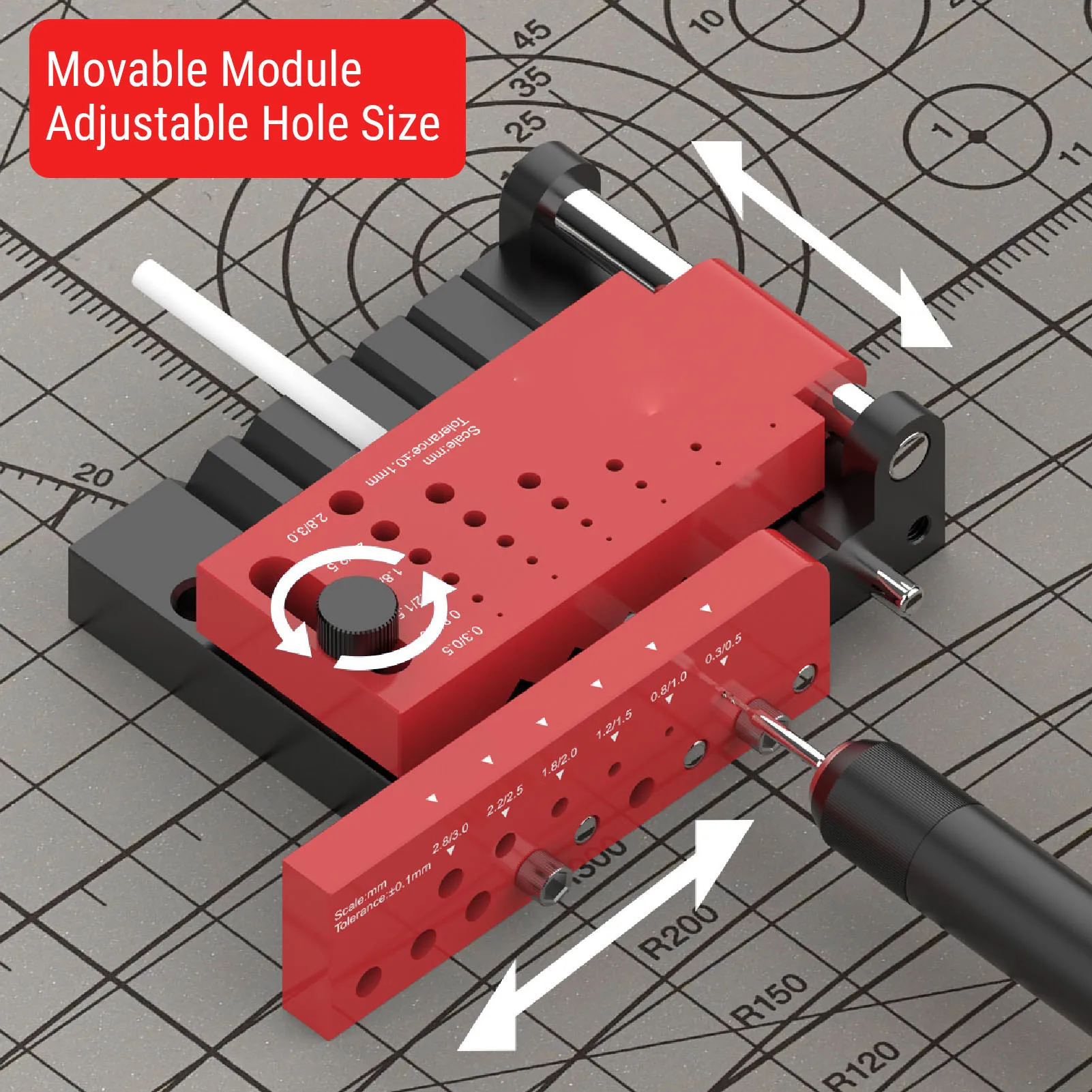 قضيب مستدير لتحديد موقع الحفر المركزي، أداة تحديد موضع البئر، تركيبات دليل لكمة أفقية لبناء النماذج وصناعة الخشب #6