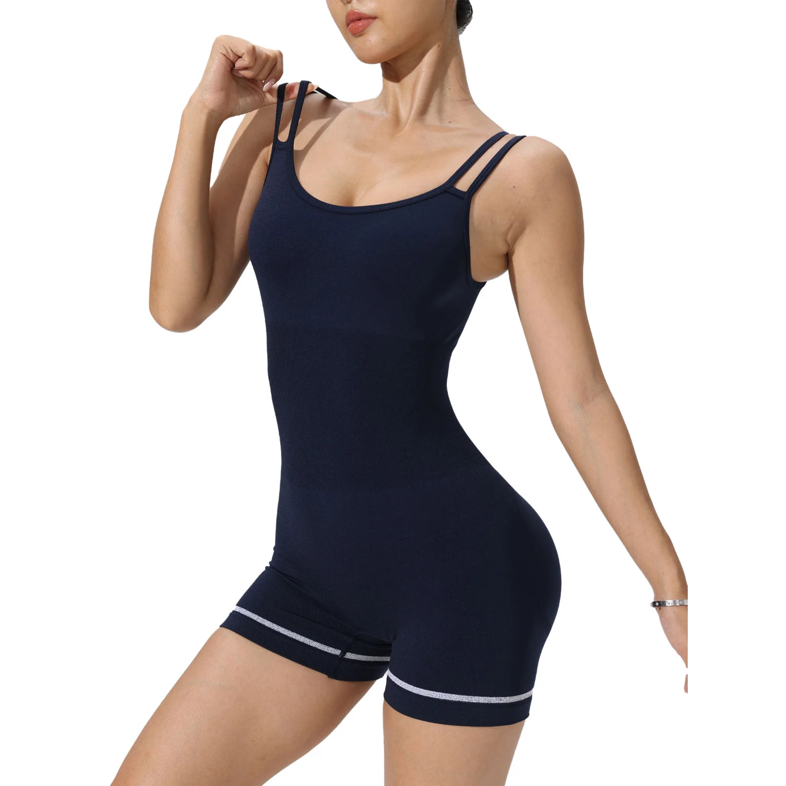

Women Moisture-Wicking Yoga Workout Casual Sports Jumpsuit Double Shoulder Straps Sleeveless Athletic Pilates Sports Bodysuit