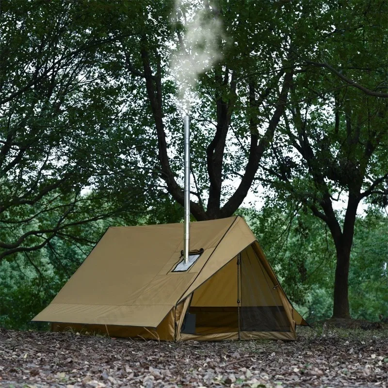 Outdoor camping tent windproof and waterproof with waterproof floor mat mesh door design including aluminum alloy rod