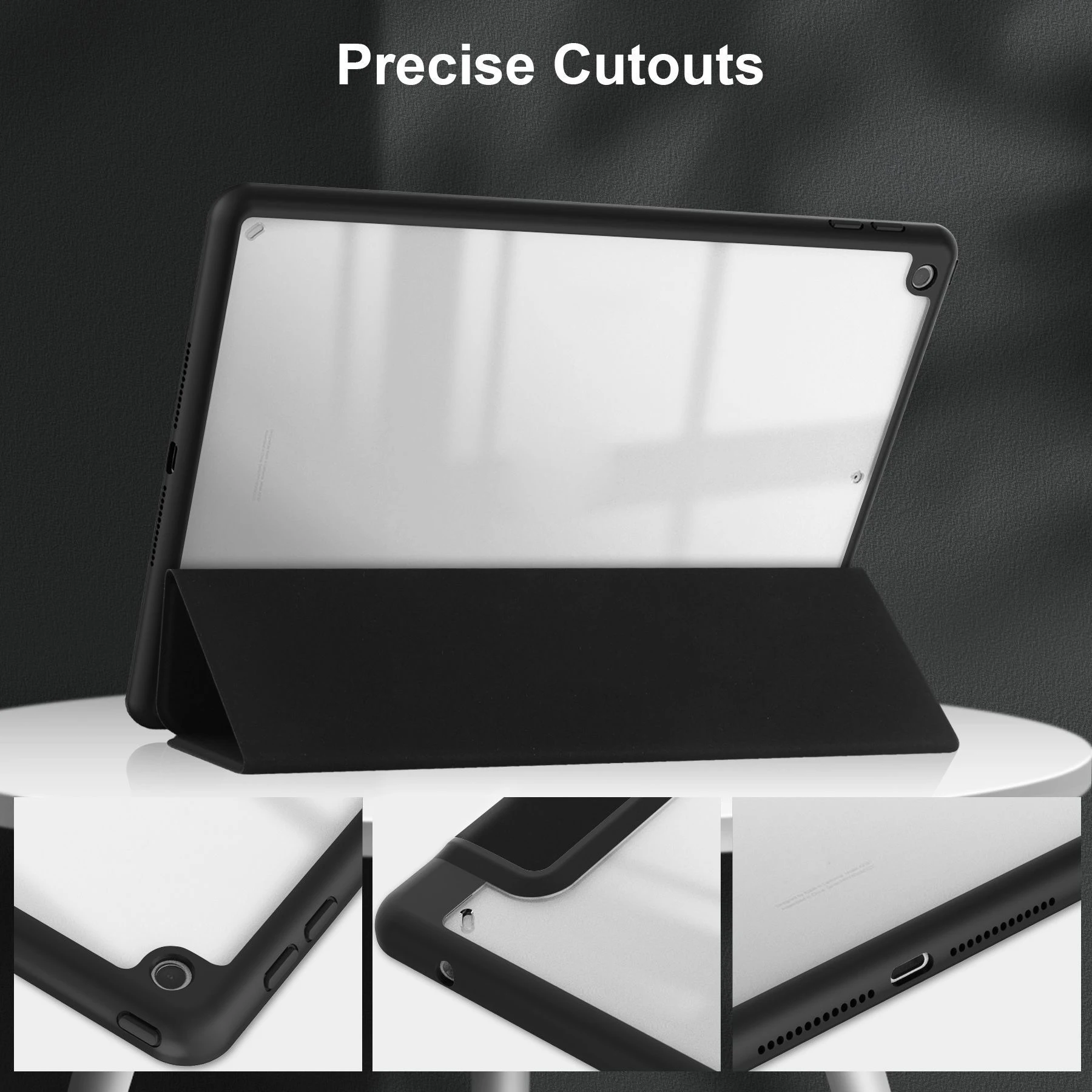 Flip Tablet Cover per iPad Air 1/2 9.7 ''2017 2018 5th 6th Generation Acylic Back Case con portapenne Sveglia/Sleep automatico