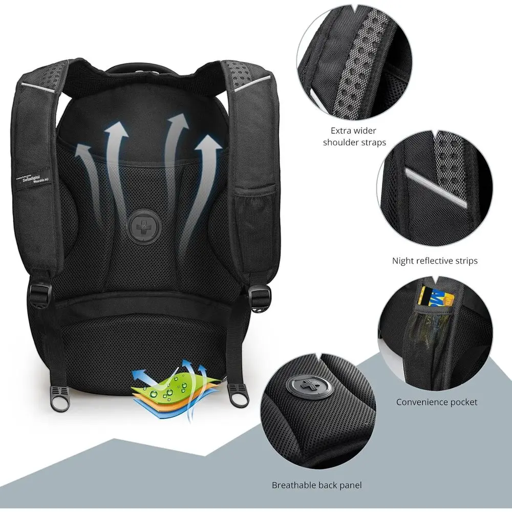 Travel Backpack or Men, BusinLaptop Backpack With USB Charging Port, its 15.6" Computer, Black