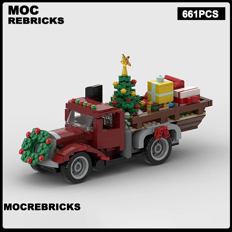 

MOC Old City Christmas Truck Building Block DIY Assembly Model Originality Brick Puzzle Toy Holiday Exquisite Gifts