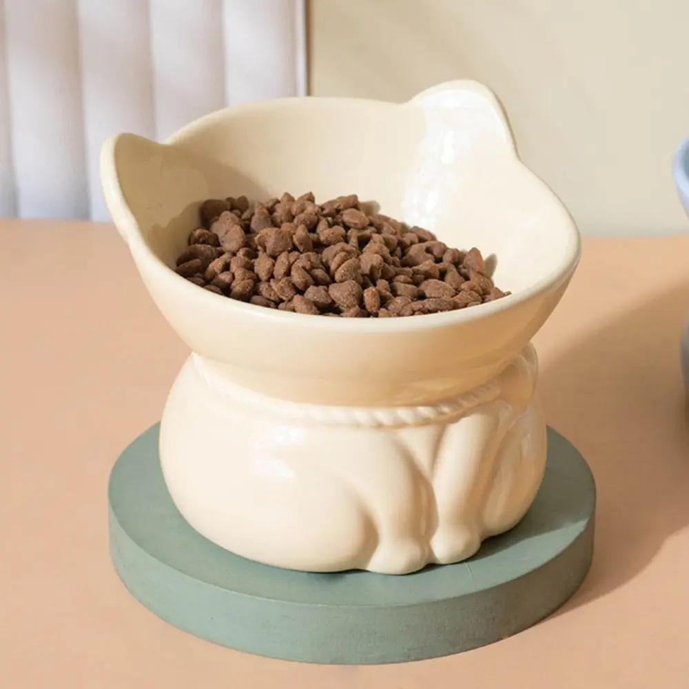 

Ceramic Ceramic Cat Bowl Cute Anti Tipping Pet High Foot Bowl Large Capacity Non-slip Dog Food Feeding Basin Water Container