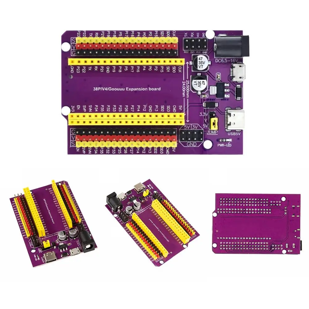 

Макетная плата для ESP32 Макетная плата TYPE-C ESP32S 38Pin Фиолетовая плата расширения для ESP32S 38pin Фиолетовое расширение K9W4