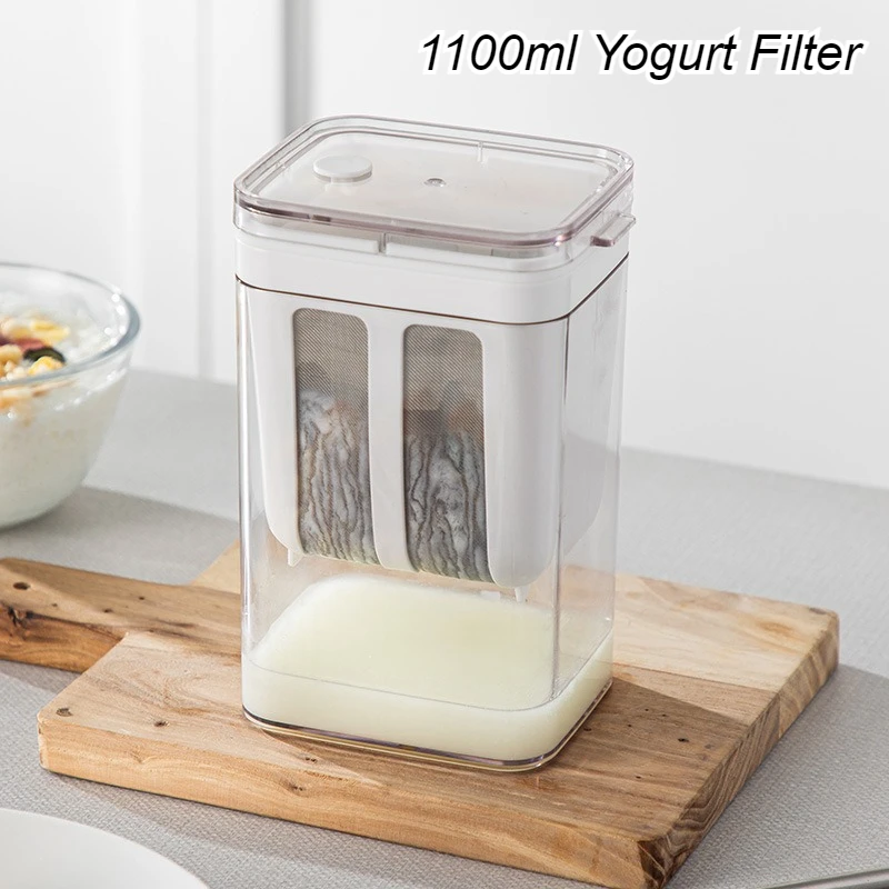 1100ml Yoghurtzeef DIY Griekse Yoghurt & Roomkaasfilter Transparant Kaasmaker met Fijnmazig Keukengereedschap Accessoire