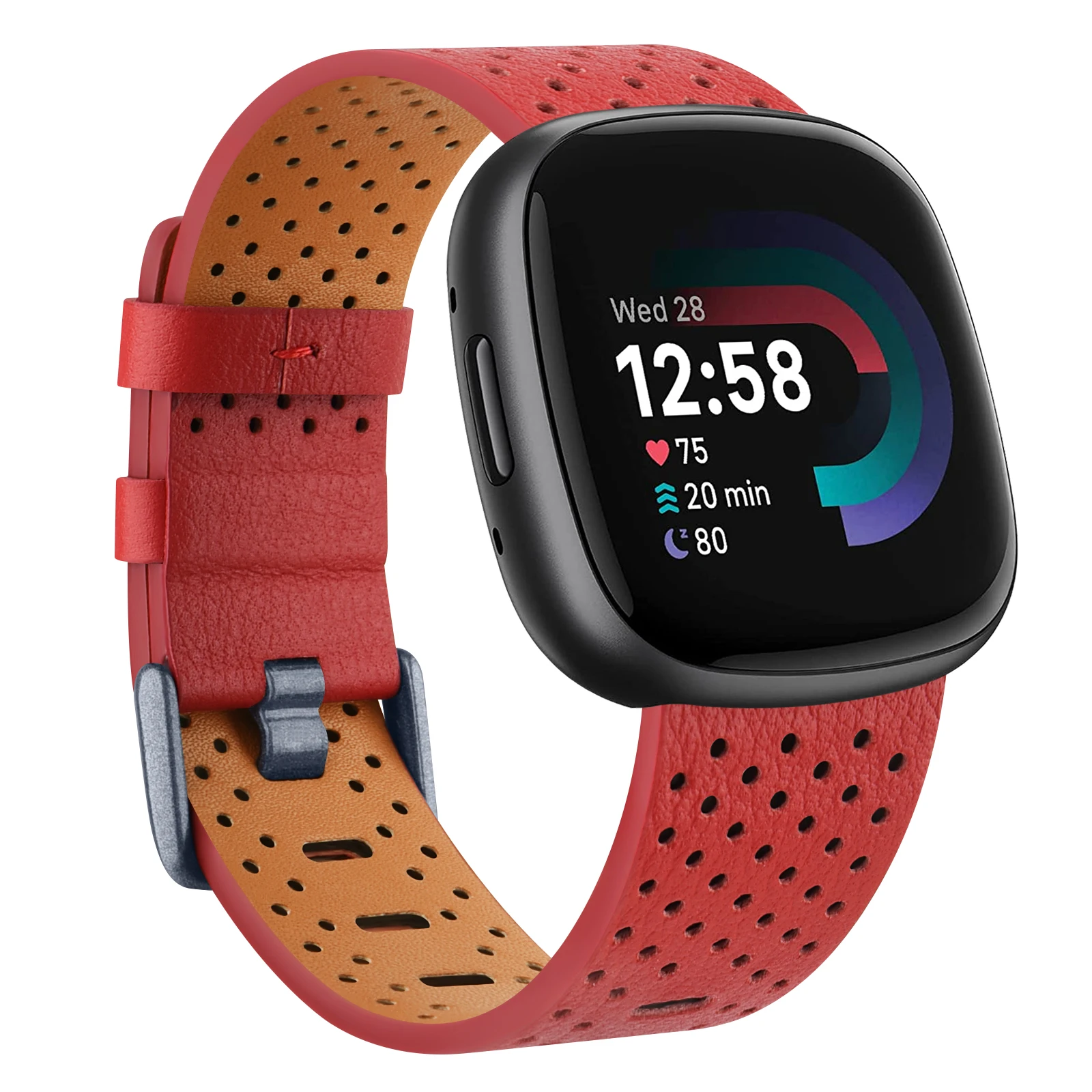 Tobfit 100 % Lederarmband für Fitbit Versa 3/Versa 4 Band Armband Armband für Fitbit Versa 3/Versa 4/Sense/Sense 2 Armband 4