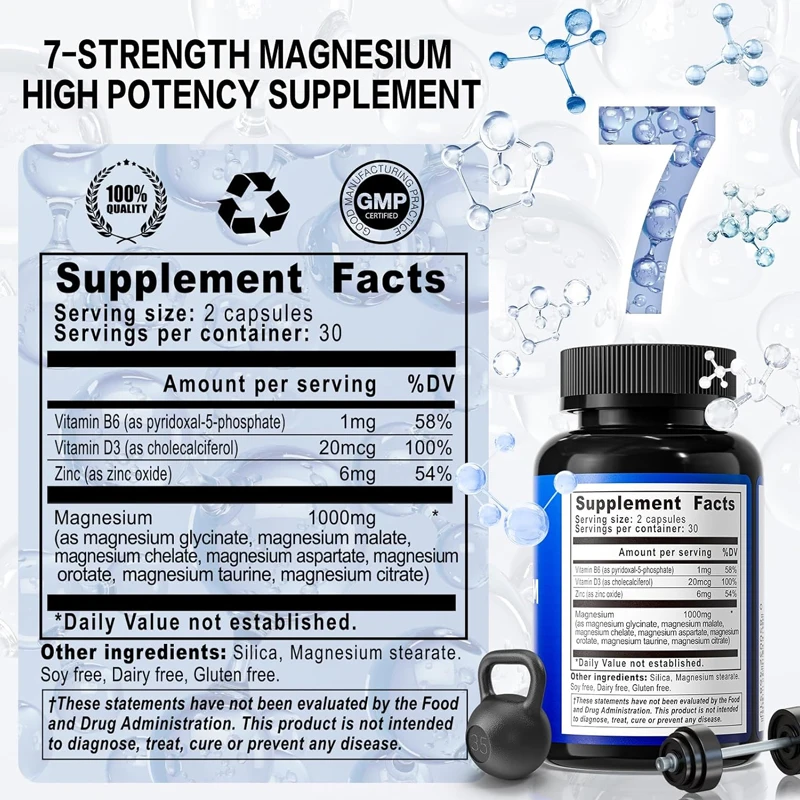 Magnesium complex, magnesium glycinate, citric acid, malic acid, chelates, taurine, Orotate aspartic acid 7-in-1, muscle relief