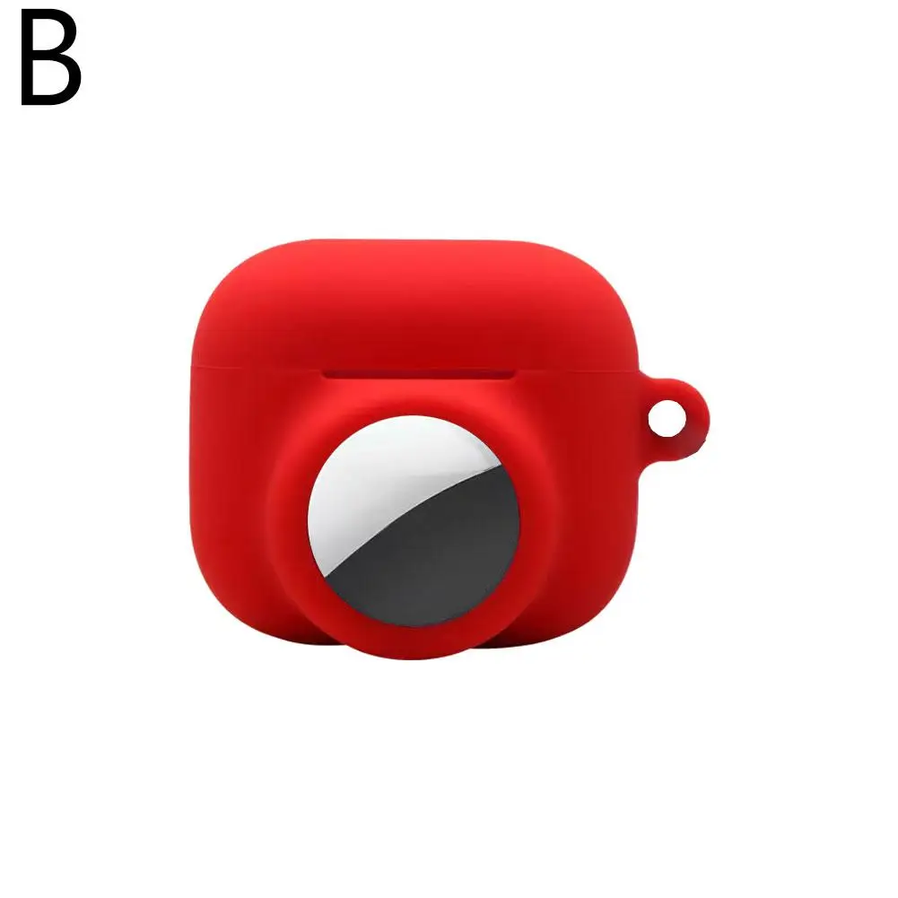 For AirPods 4 Two-in-one Silicone Protective Case for airtag Tracking Locator Anti Lost HeaDphone Accessories Colorf V6M7 view 4