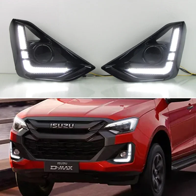 For Isuzu D-max 2023-2025 Dynamic Turn Signal Car DRL 12V LED Daytime Running Light LED Fog Lamp Decoration