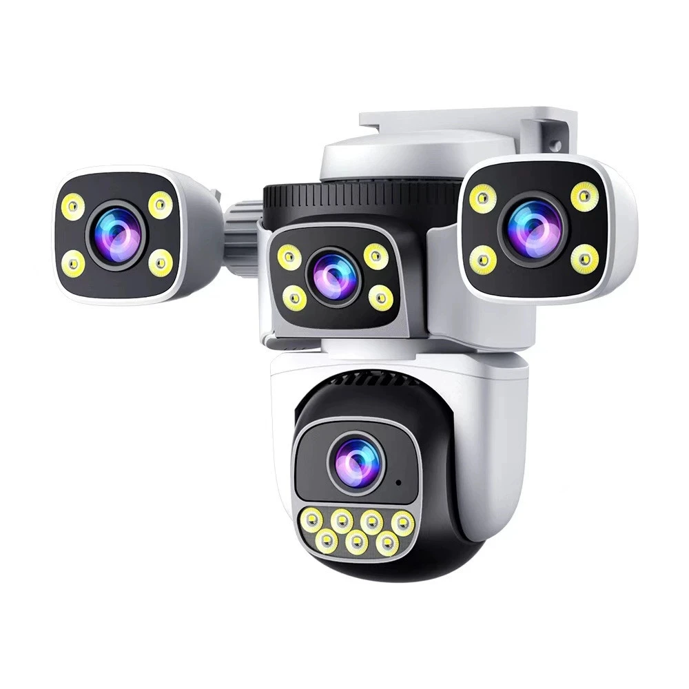 

12Mp Outdoor Wireless Ptz Smart CCTV Camera 4 Lens Wifi Ip Security System Home Security System Connected Mobile Phone