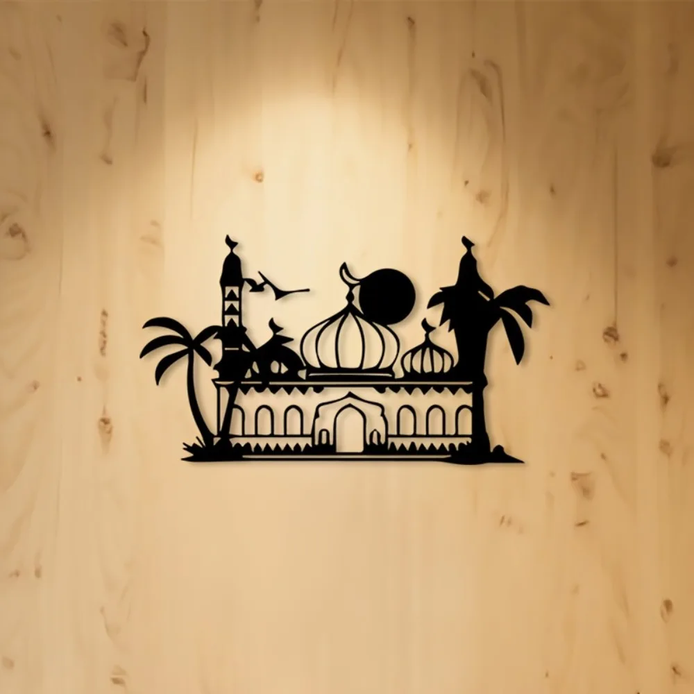 Islamic Palm Tree Iron Wall Art Vintage Architecture Mural Living Room Prayer Room Garden Fence Hanging Decor Ornament