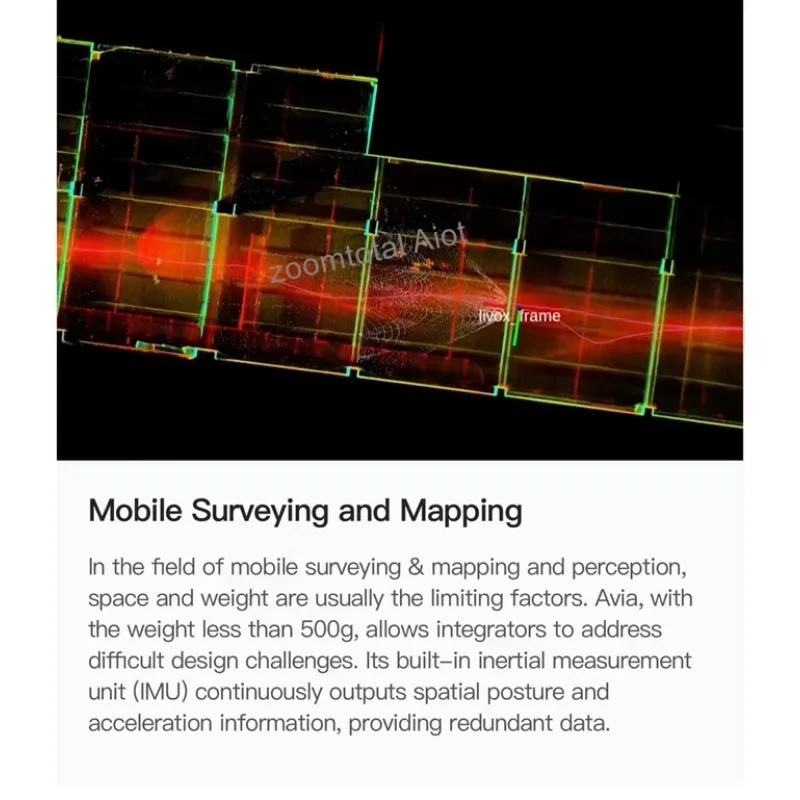 ماسح ضوئي Livox Avia ثلاثي الأبعاد أصلي جديد لـ Matrice 300/600 FOV أكثر من 70 درجة أقل من 500 جرام 240000 نقطة/ثانية IP67