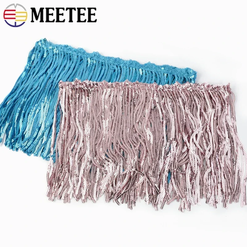 1-5Yards 17cm Sequins Fringe Tassel Lace Stage Garment Curtain Decoration Trim Fringes for Dresses Clothes Sewing Accessories