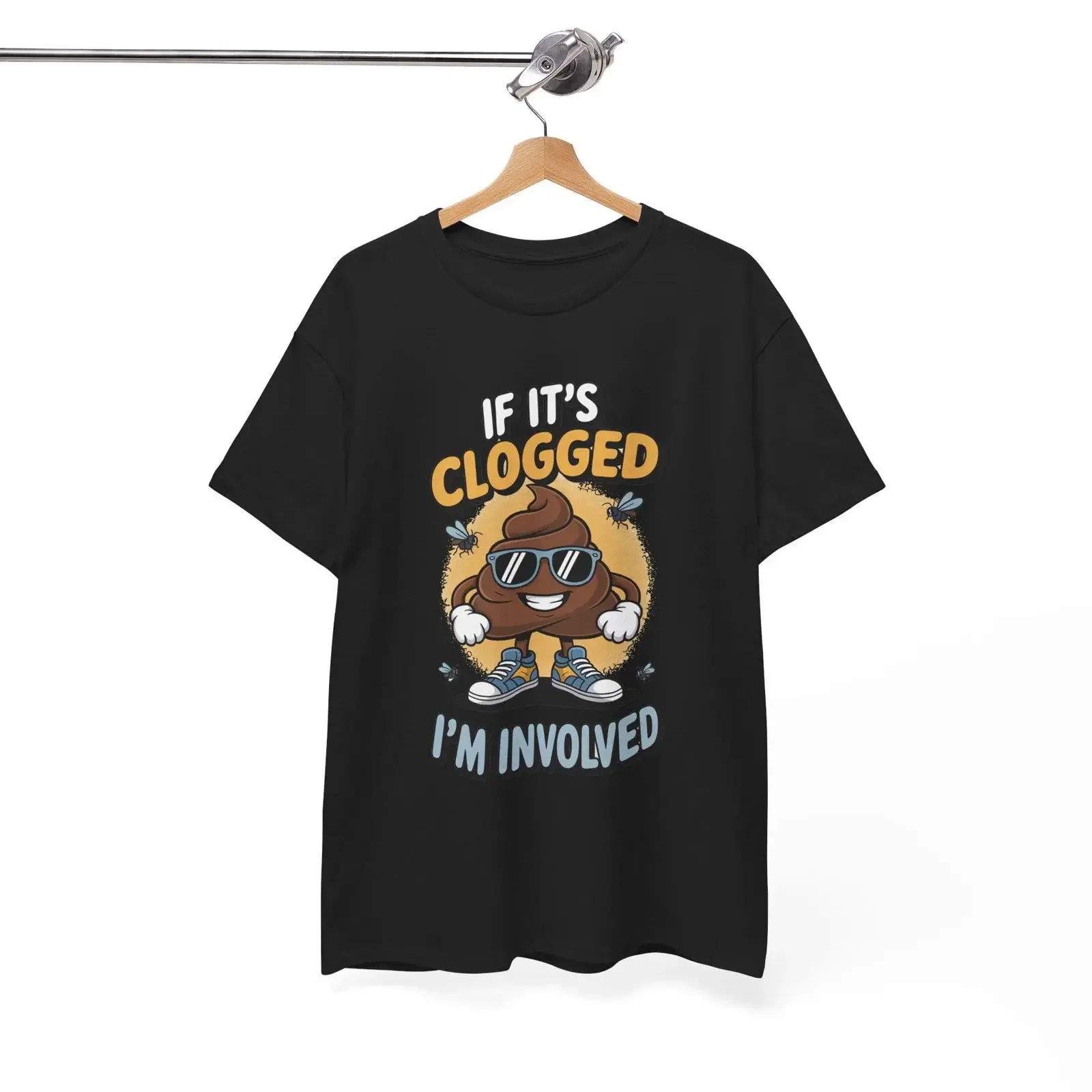 Wenn es verstopft ist, bin ich beteiligt – T-Shirt mit humorvollen Schriftzügen, im Vintage-Stil, gewaschen, atmungsaktiv, unisex, vielseitig einsetzbar, dehnbar, stilvoll.