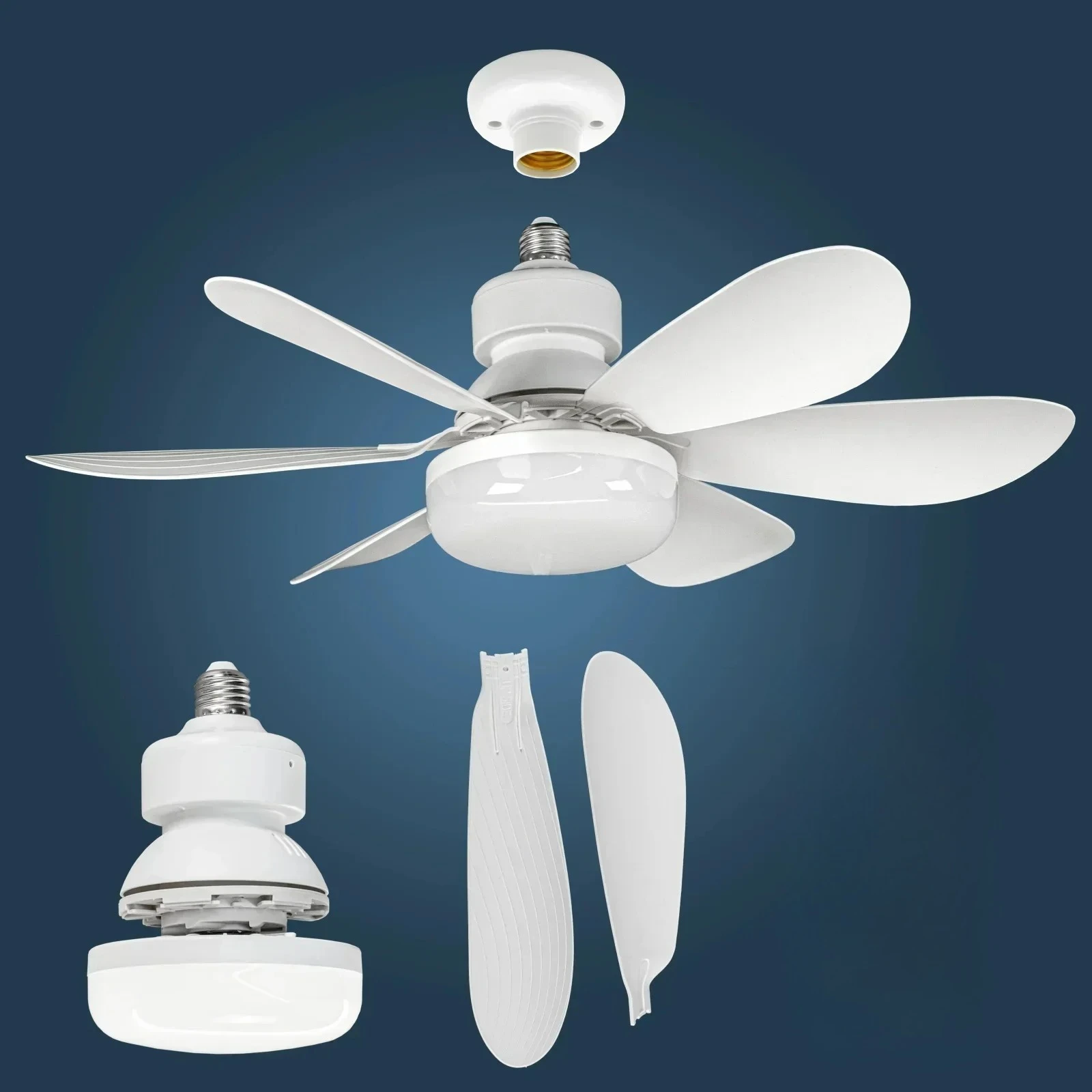Household Detachable Fan Blades, Small Fan, Restaurant Bedroom, Intelligent Remote Control Ceiling Fan, Wind and Light Adjustmen
