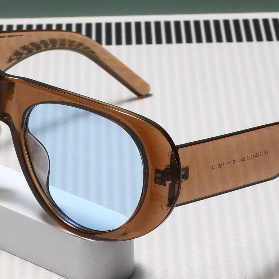 أزياء جديدة ريترو البيضاوي إطار كبير النظارات الشمسية الإكسسوارات الحد الأدنى تصميم النظارات الشمسية مقاومة للأشعة فوق البنفسجية الإناث #4