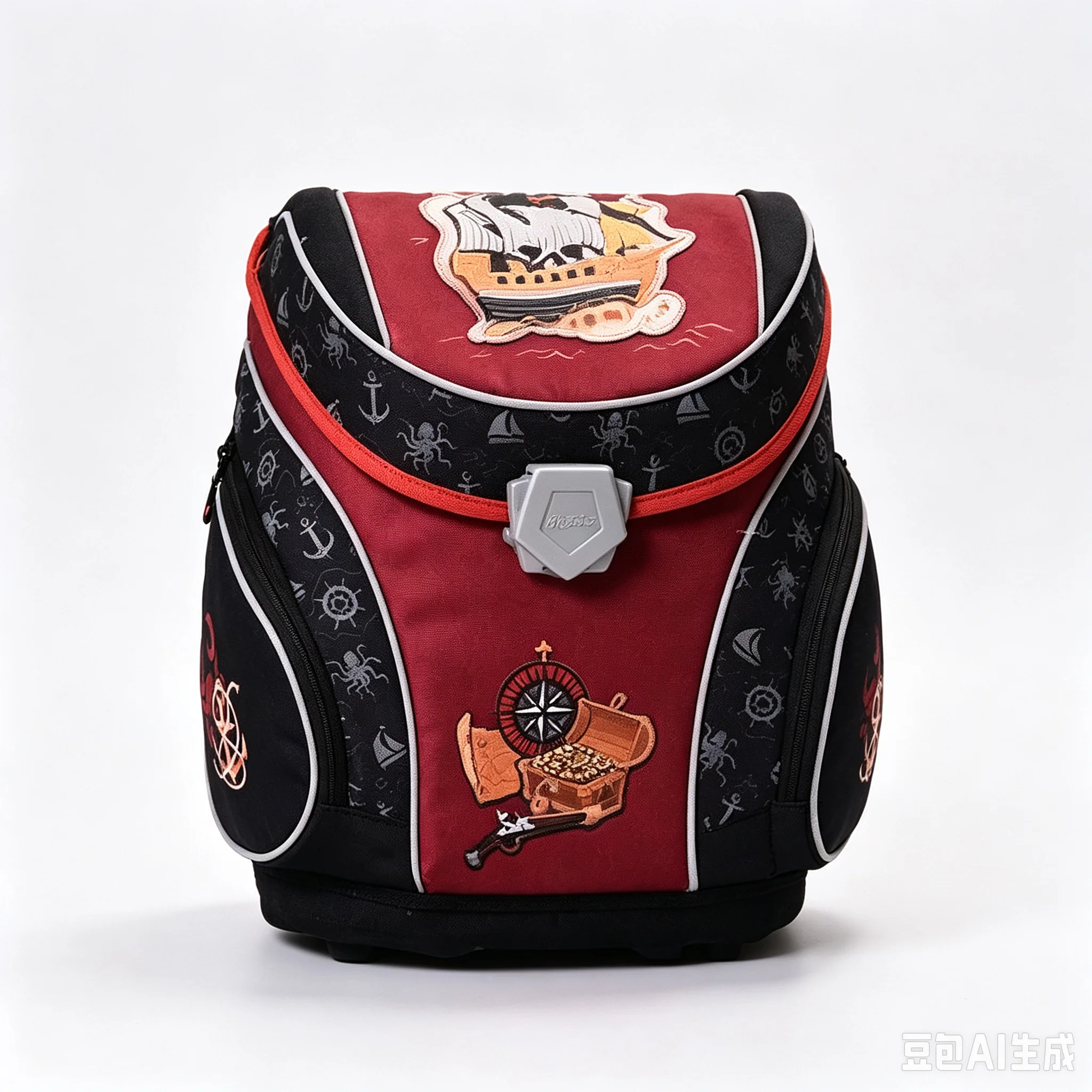 boys-orthopedic-school-backpack-pirate-treasure-print-large-capacity-primary-school-bag-spine‑friendly-lightweight-kids-backpack