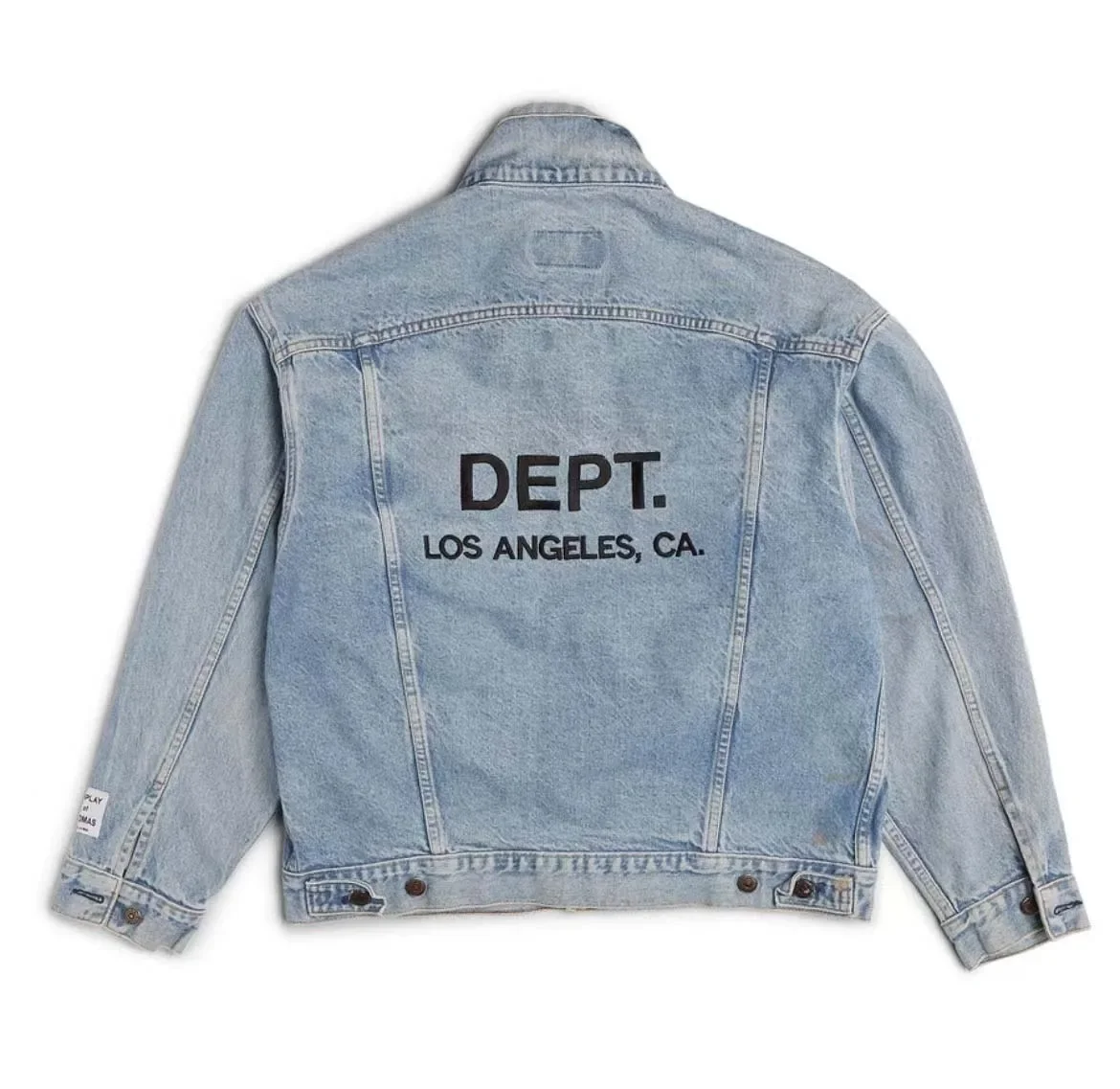 سترة صوفية ذات شعار أساسي مطرز عالي الجودة من DEPT باللون الأزرق المغسول من قماش الدنيم المتعثر بأزرار #2