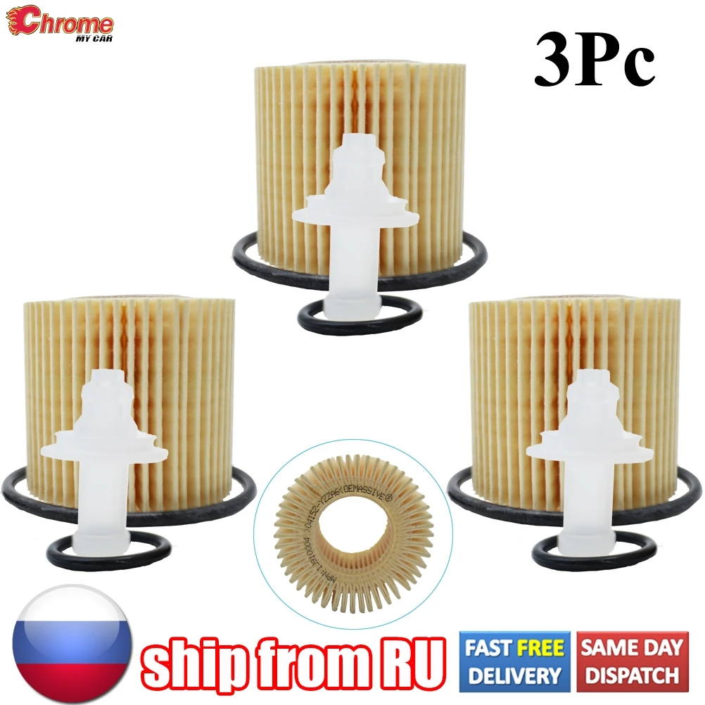 3Pc Car Oil Filter For DAIHATSU CHARADE ELISE SUBARU JUSTY TOYOTA COROLLA 1ZR-FE VERSO 2ZR-FAE PRIUS 2ZR-FXE RAV4 YARIS 2ZR-FE