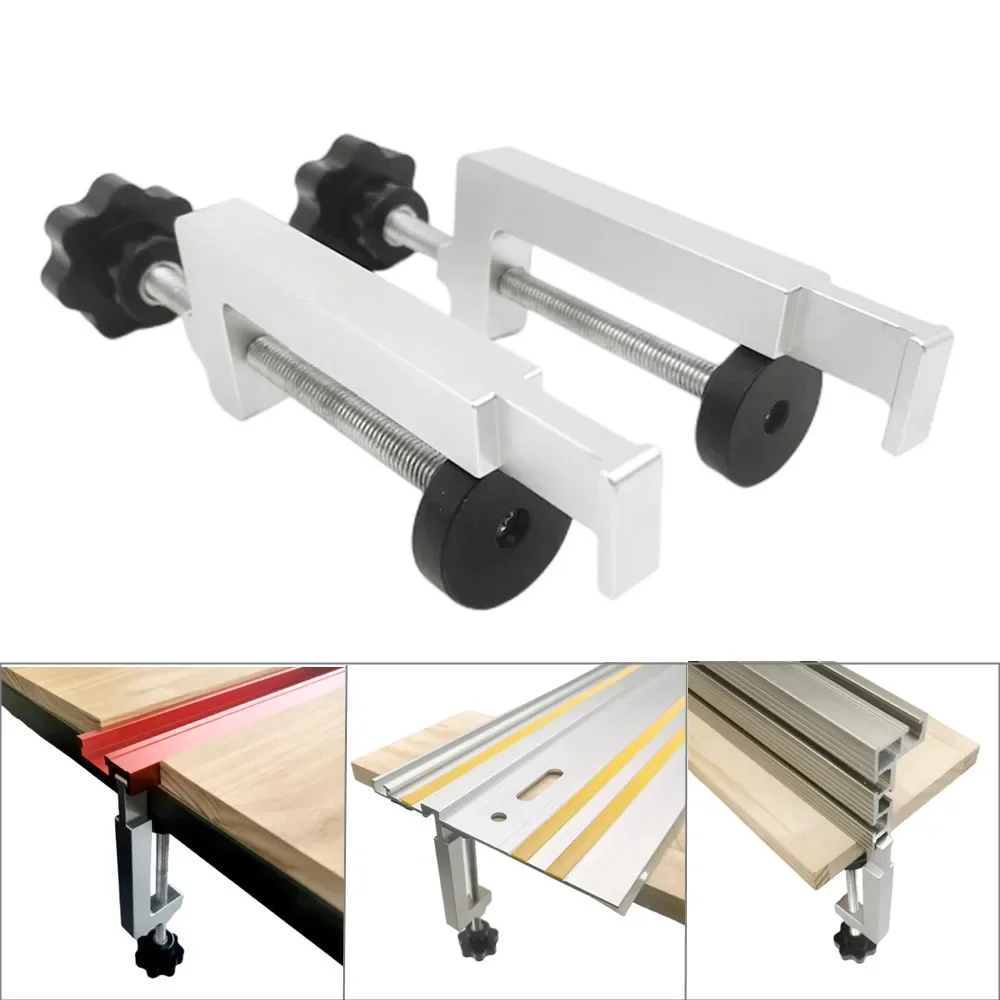 Universal Fence Clamps T-Slot Clamps Table Saw Guide Rail Clamps Aluminum Alloy Fixed G Clamp for Workbench Woodworking Tools