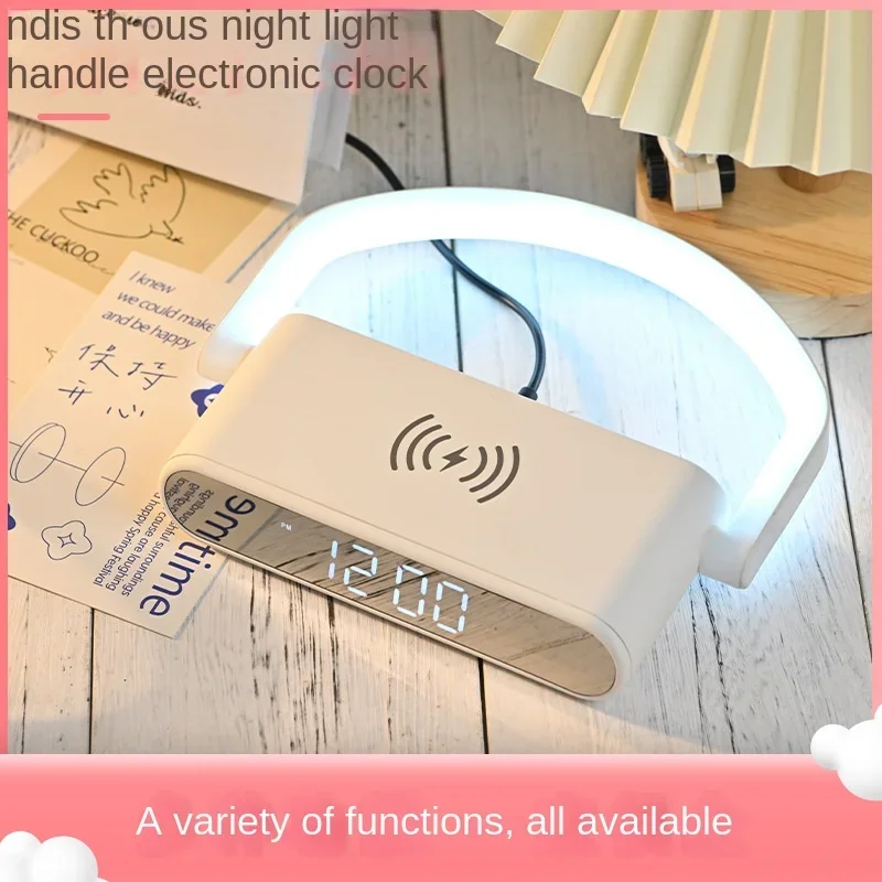 High appearance level wireless charging sensor touch light clock Bedroom bedside light alarm clock Multi-functional table clock