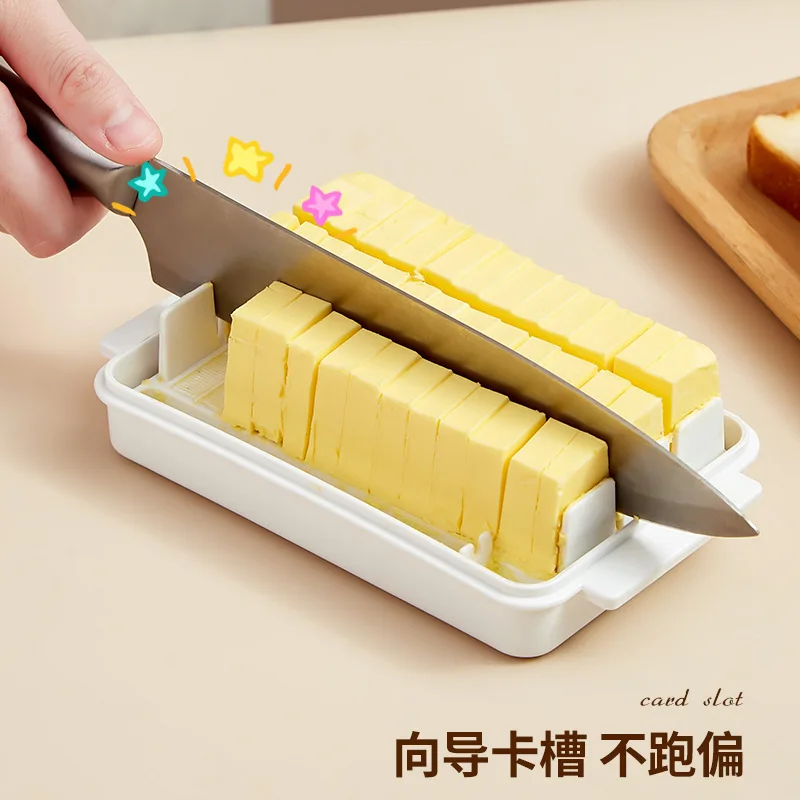 Rectangular cheese slice storage box with lid, butter box, cheese cutting fresh-keeping box, refrigerated storage butter box.