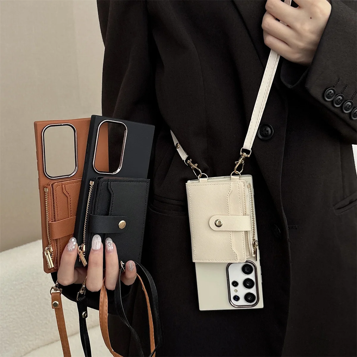 Crossbody Wallet Phone Case for Samsung Galaxy A17 A07 A16 A36 A06 A56 A55 S25 Edge S24 Ultra S23 S22 Plus S21 FE Leather Cover