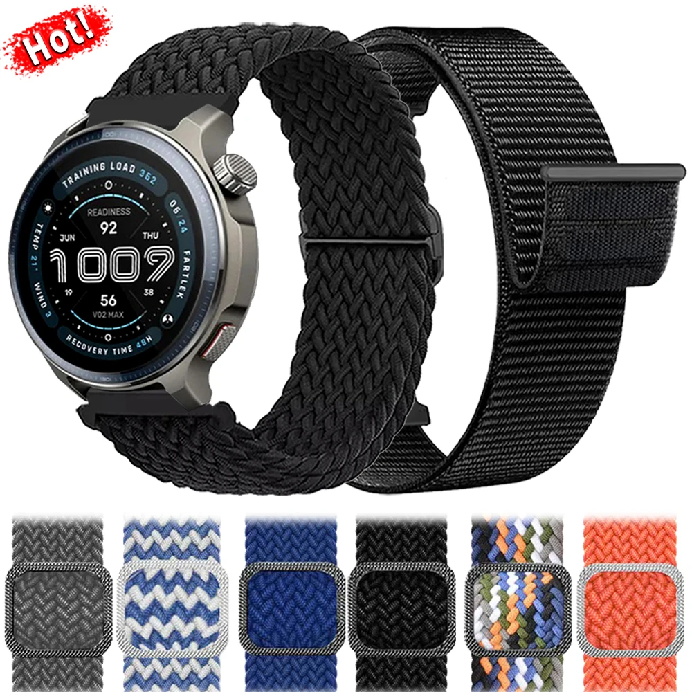 Pulseira de tecido de nylon 20mm 22mm para amazfit bip 6 5 active 2 pulseira esportiva para amazfit balance 2 gts 4 mini/gtr 4 3 2e faixa de substituição