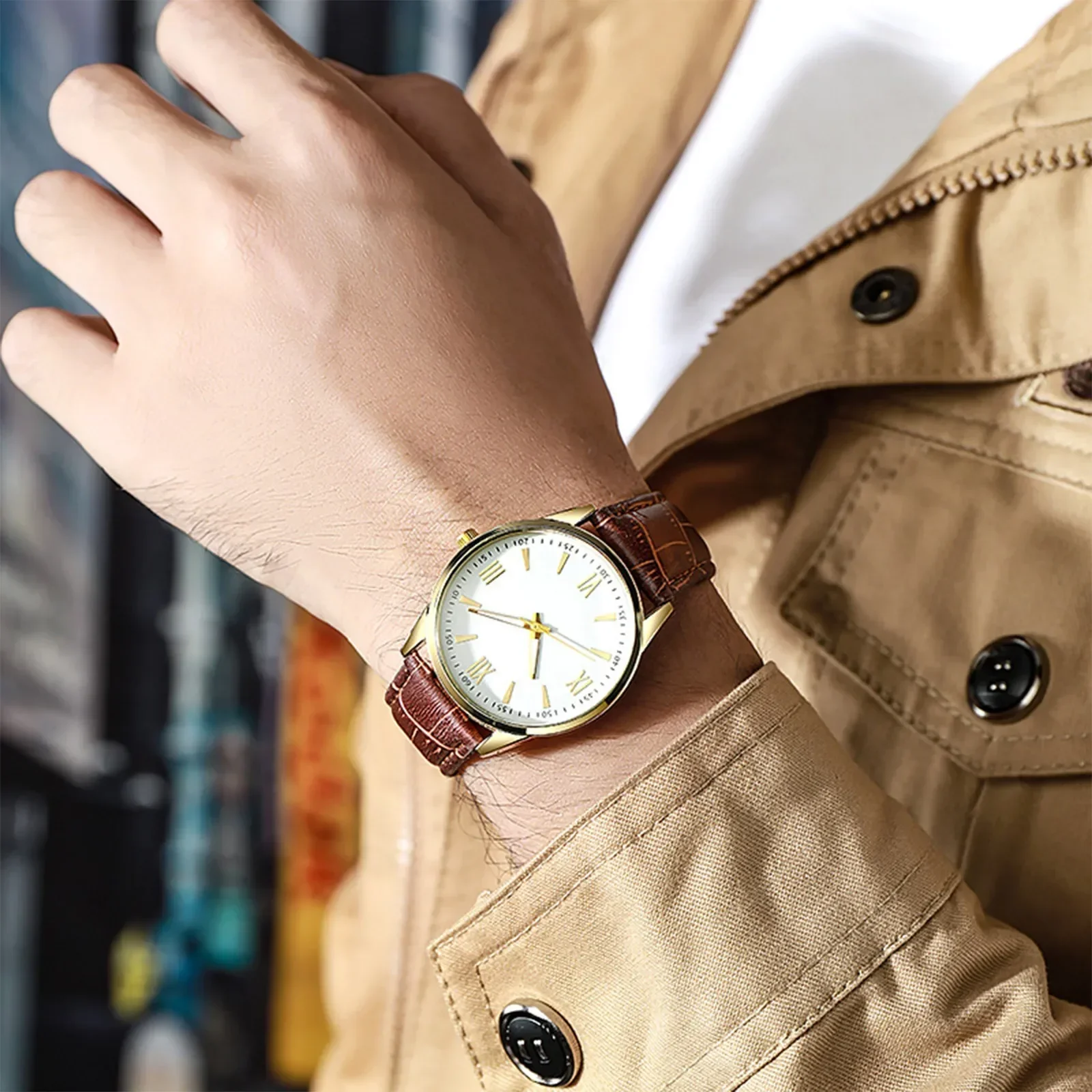 Men\'s Watch Quartz Wristwatches New Business Men\'s Watches Casual Simple Men Quartz Watches Belt Wrist Watches