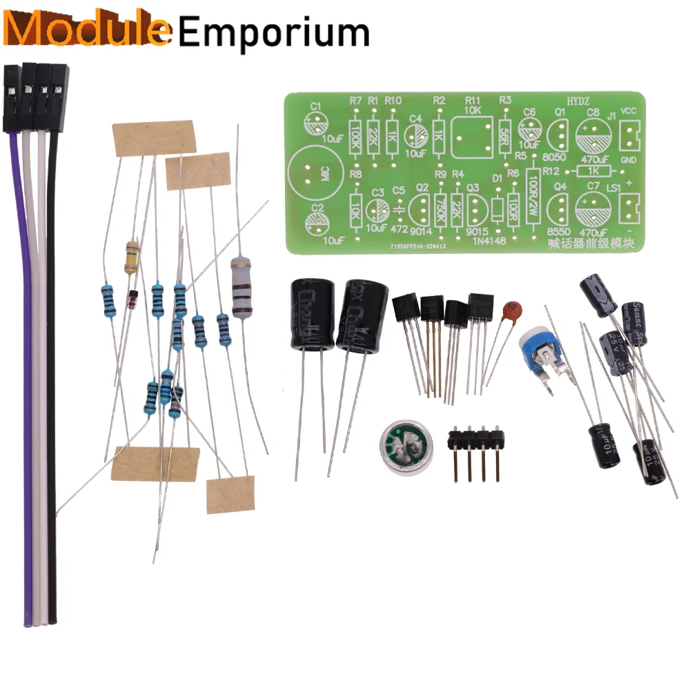 Loudspeaker Front Stage Amplifier Megaphone Pre-amplifier Circuit DIY kit DC 5V-10V Volume Microphone Head Module