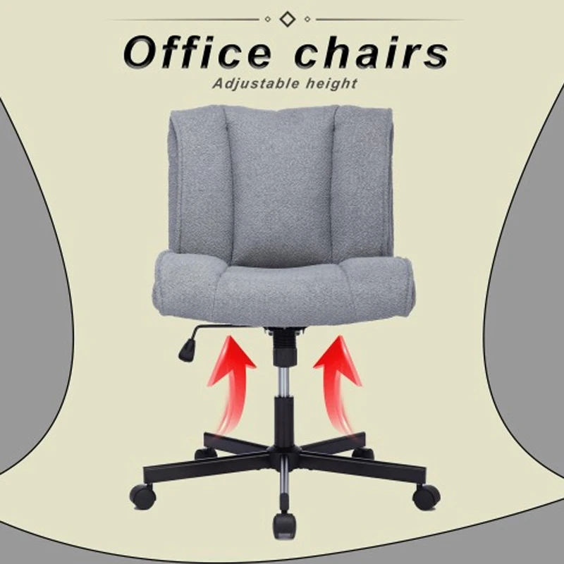 Armless Desk Chairs with Wheels Office Chair Vanity Chair with Technical Cloth Adjustable Swivel Computer Task Chairs Gray