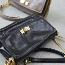 Genuine Leather Chain Bag For Women Luxury Shoulder Bag Cute Crossbody Purse Cowhide Handbag