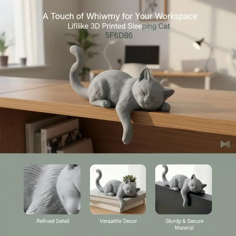 [L] 1pcs 3D Printed Lazy Cat Monitor Edge Ornament – Desktop Decor, Lover Gift, Creative & HealingSports And Entertainment Store