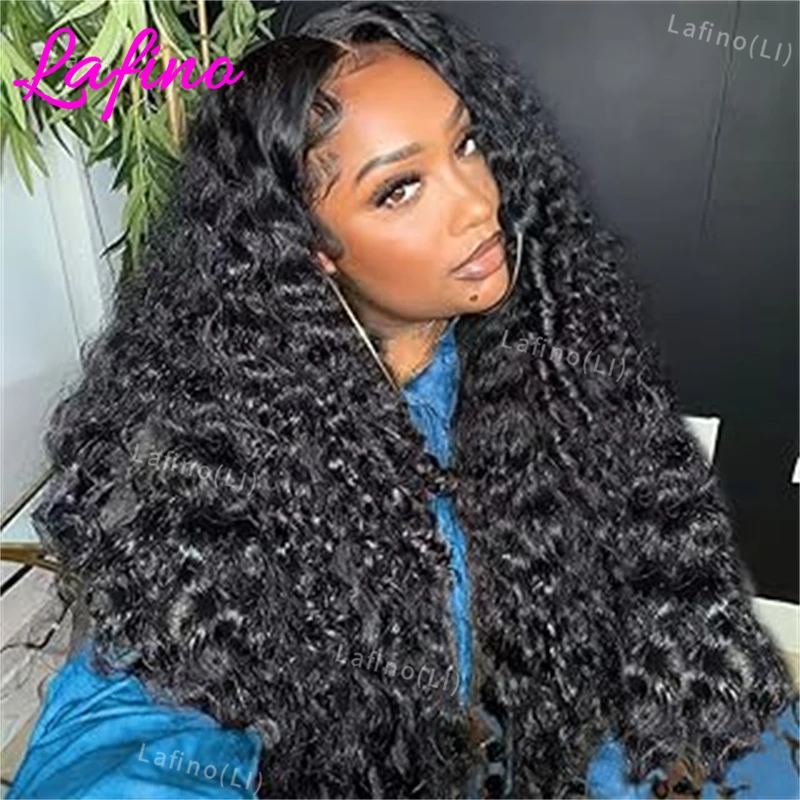

250 Density Water Wave Human Hair Half Wig 3 In 1 Seamless Flip Over Type Soft Deep Curly Drawstring Half Hair 30 Inch Half Wigs