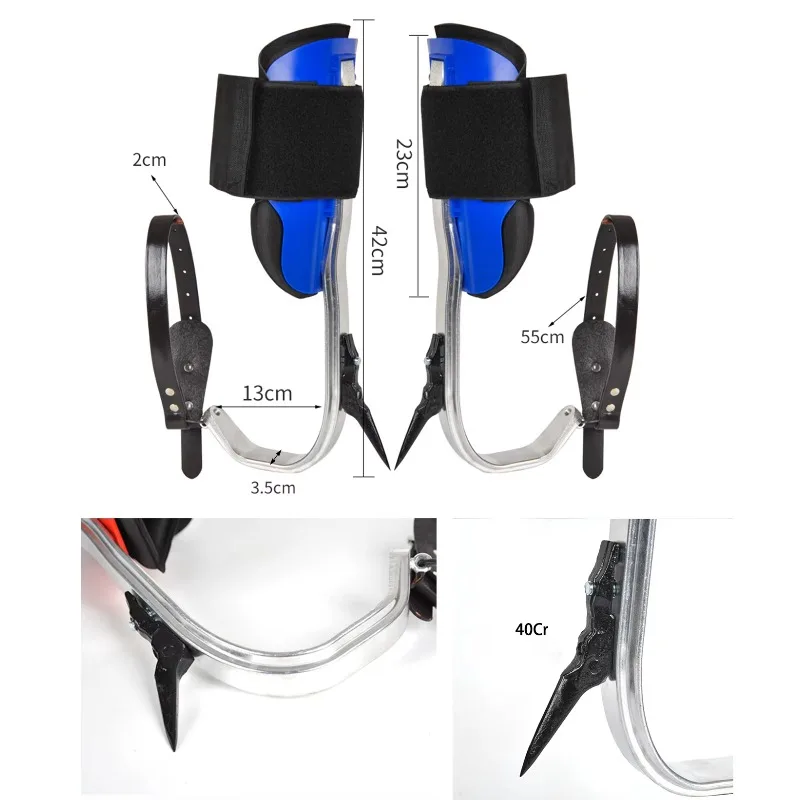 Aluminum Alloy Tree Climbing Spikes with Leather Straps Professional Heavy-duty Spurs Tree Climbing Gear for Arborists