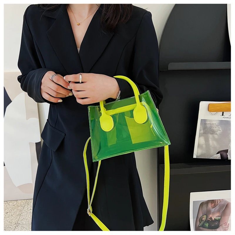 Fashion PVC Jelly Bag Women Transparent Handbag Lady Phone Purse Summer Beach Clear Shoulder Bags