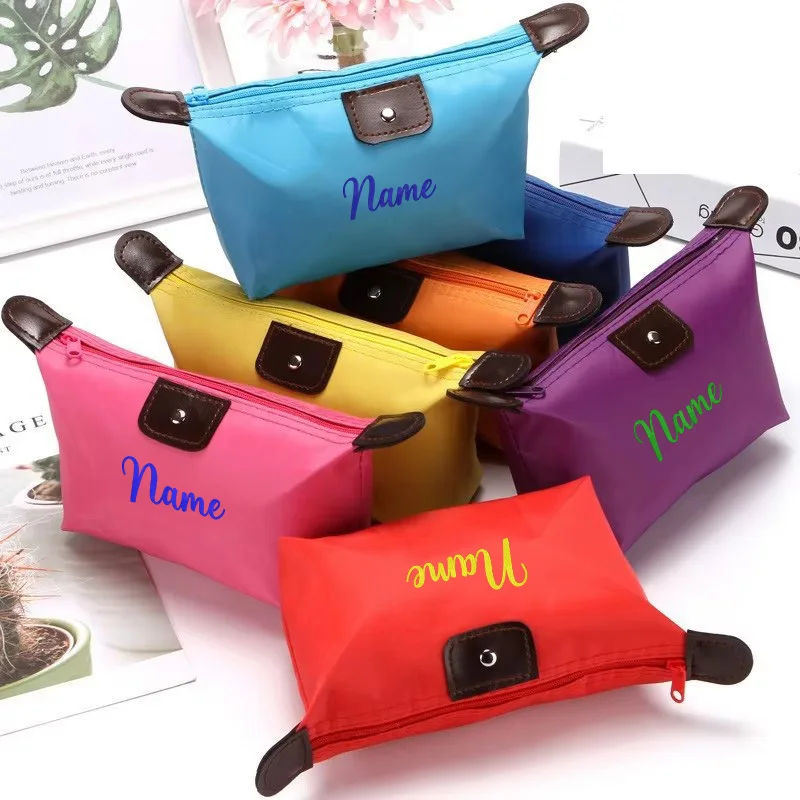 Custom Name Cosmetic Bag For Women Colorful Waterproof Travel Dumpling Storage Bags Mini Toiletry Makeup Portable Purses
