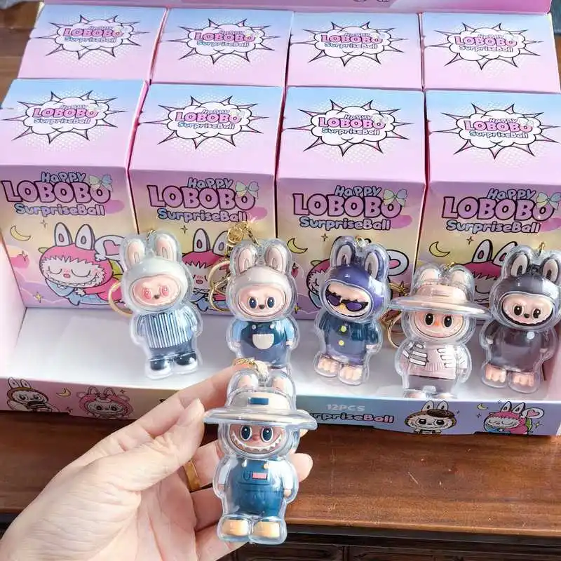 

New Labubu Keychain Blind Box Toys Backpack Pendant With Protective Case Blind Box Kawaii Cartoon Bag Mystery Box Kids Toy Doll