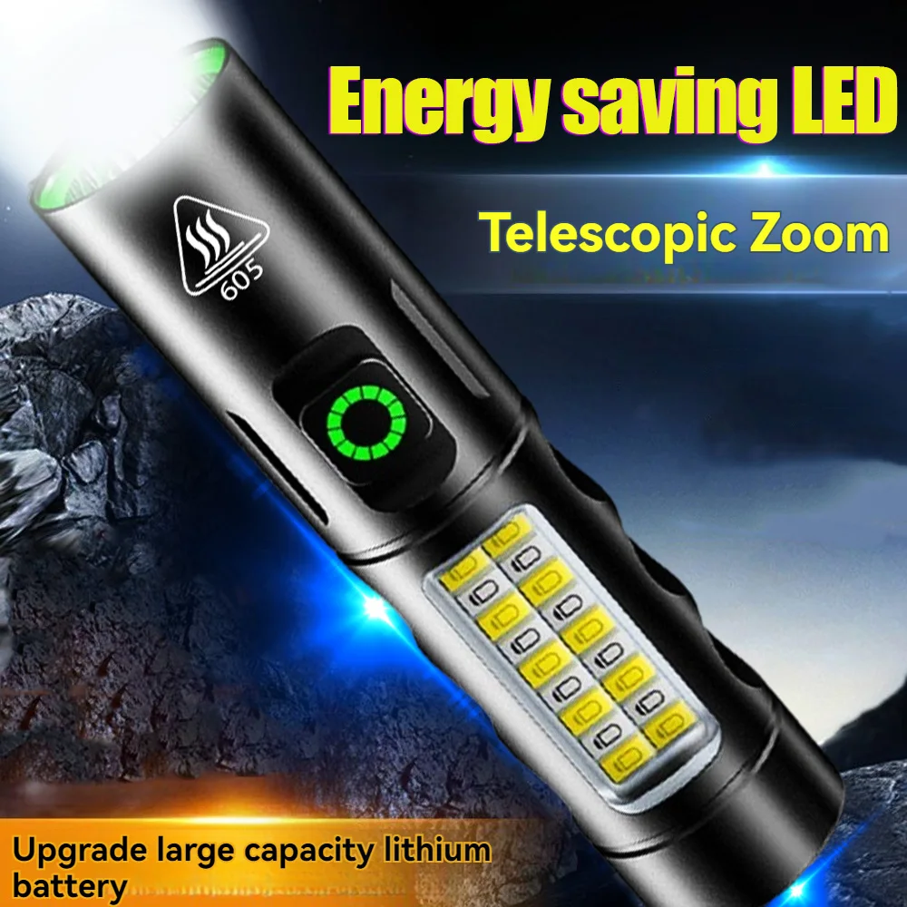 

Super Bright Long Range LED Flashlight Tactical Light USB Rechargeable Light Torch Camping Lantern Outdoor Waterproof Emergency