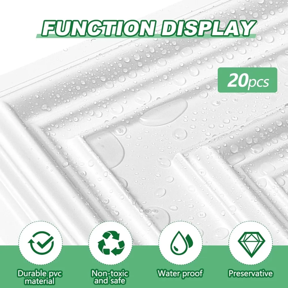 50枚 2 x 2フィート ホワイトPVCプラスチック製ドロップ天井タイル 24 x 24 x 0.8インチ 天井パネル装飾カバー 200平方フィート フィート