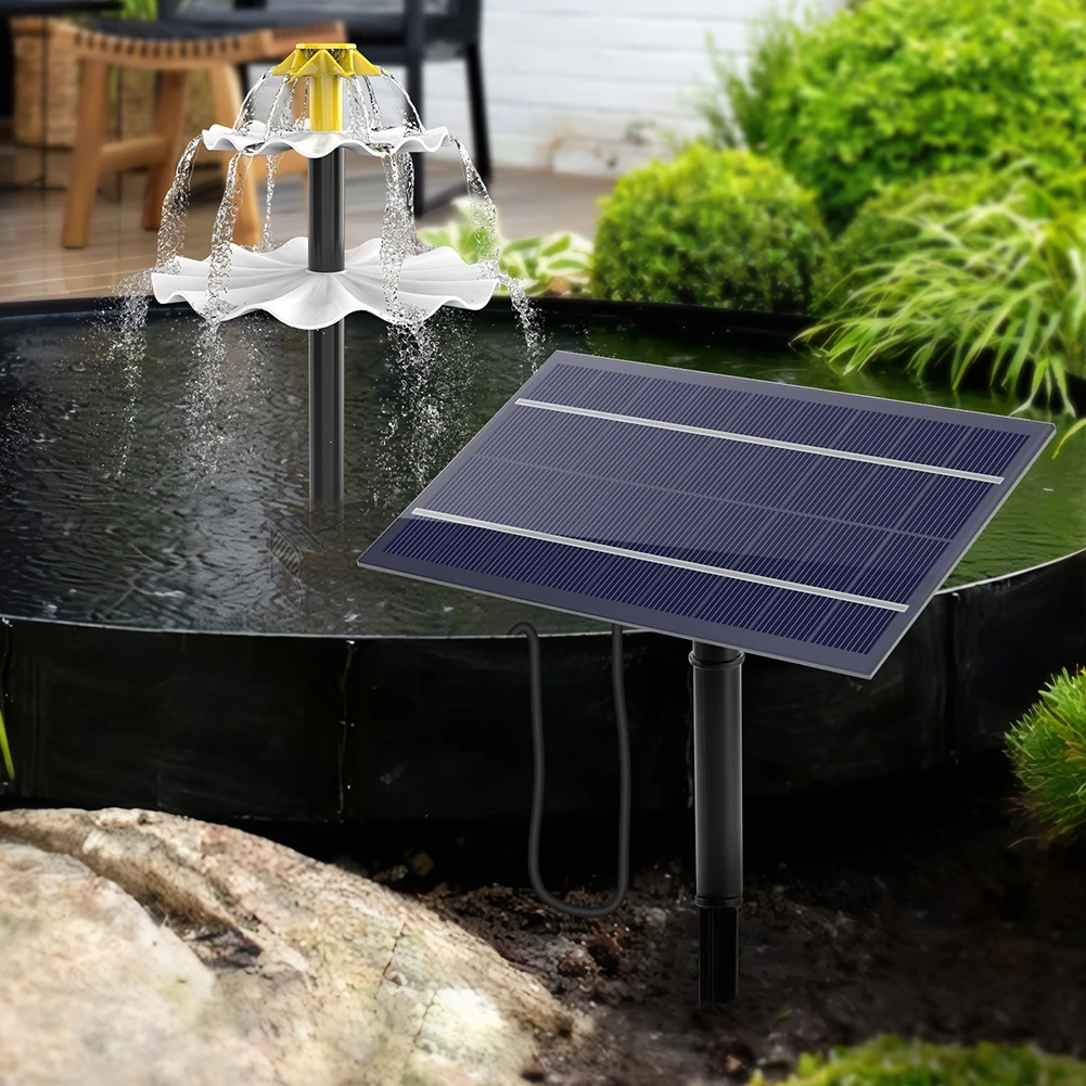 Imagem -03 - Fonte de Banho para Pássaros com Bomba Solar de Água Métodos de Carregamento Bicos Cascata Camadas Suprimentos de Jardim 6w 10w