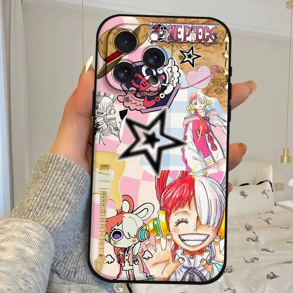 O-ONE PIECE Uta Phone Case For IPhone 1716 15 14 13 Pro Max 11 12 Mini X Xs XR Black Silicone Cover view 2
