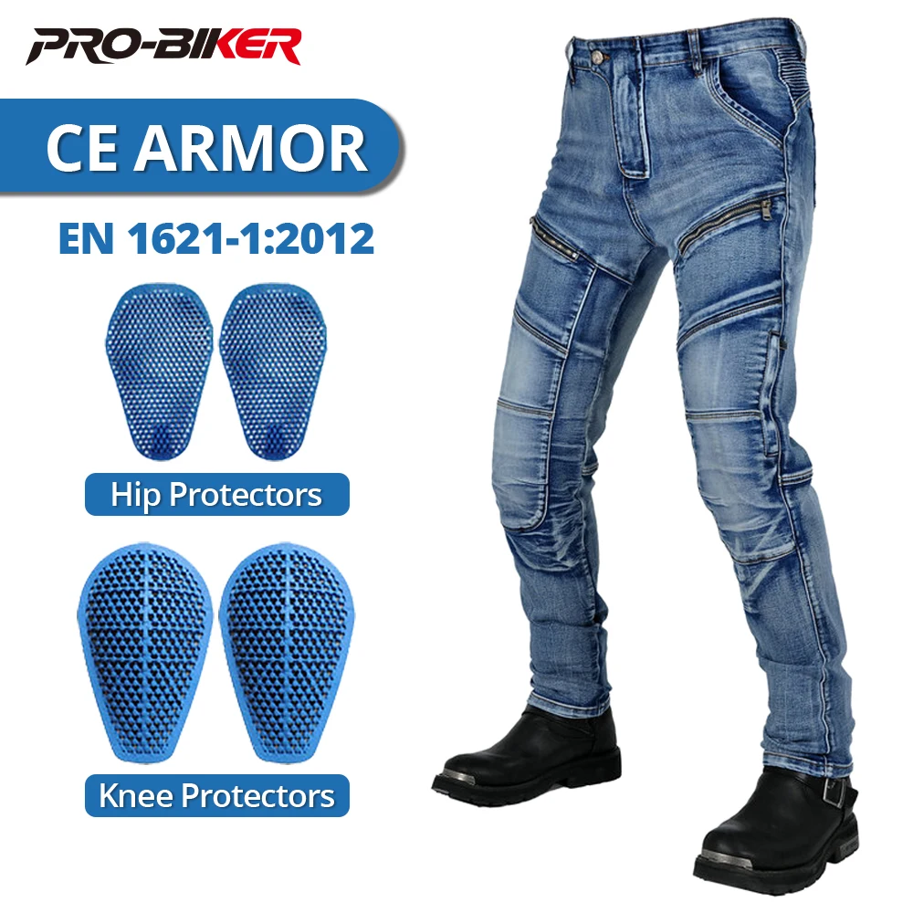 

Men's Motorcycle Pants Motorbike Vintage Pants Built-in Protective Gear Outdoor Motocross Riding Pants Anti-Fall Wear-Resistant