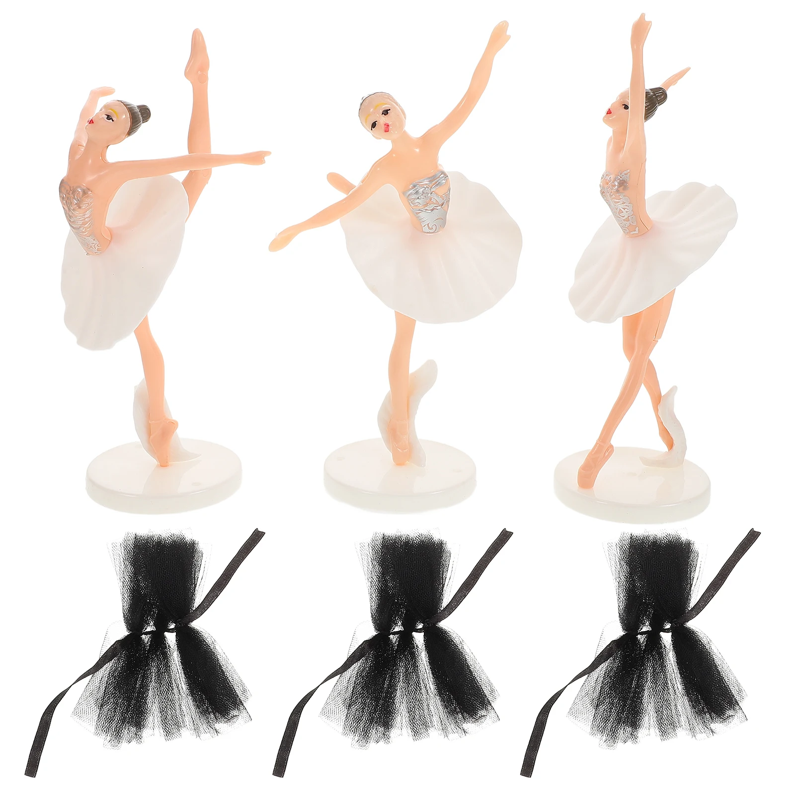 

Ballet Girl Cake Decor Elegant Tulle Skirt White Black Safe Materials Easy Clean Cake Decoration Party Display Home