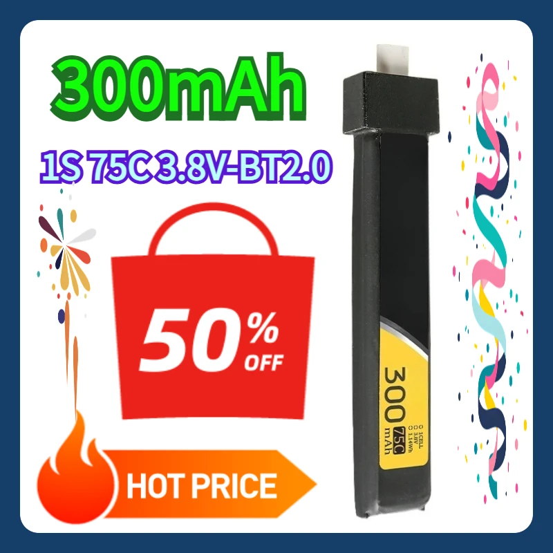 For Betafpv Air65 meteor65 Pro RC Helicopter Quadcopter FPV Racing Drone Parts 300mAh 1S 75C 3.8V LiPo Battery BT2.0