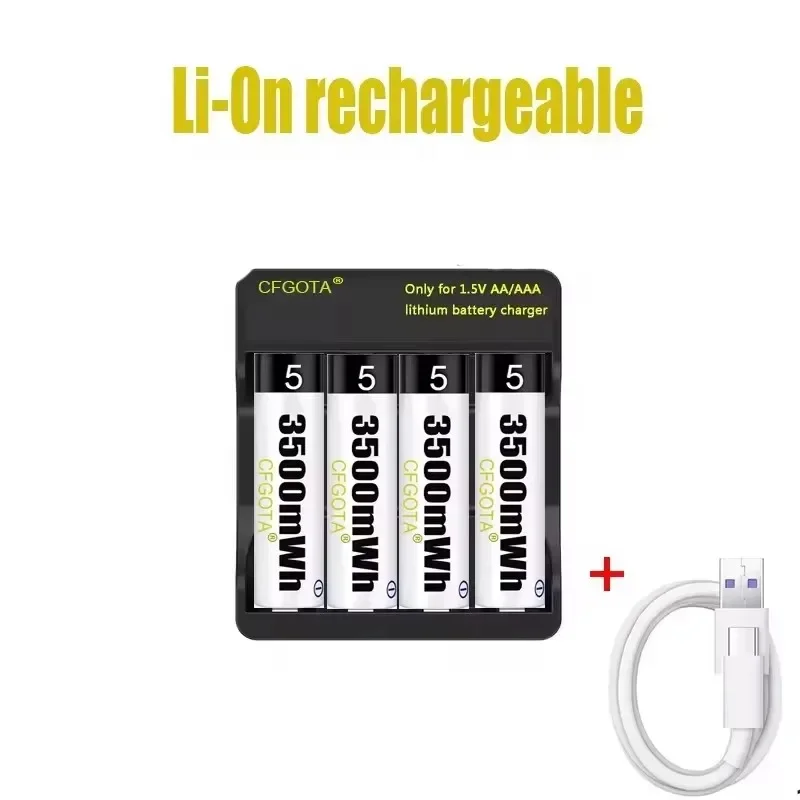 1.5V AA Rechargeable Polymer Li-ion Battery with USB Charger - for Remote Control, Mouse, Fan & Electric Toys