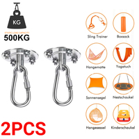 2 Set Hammock Hanging Kit Heavy Duty 360° Rotate Swing Hooks 500KG Capacity Stainless Steel Hook Ceiling Hammock Mount for Chair