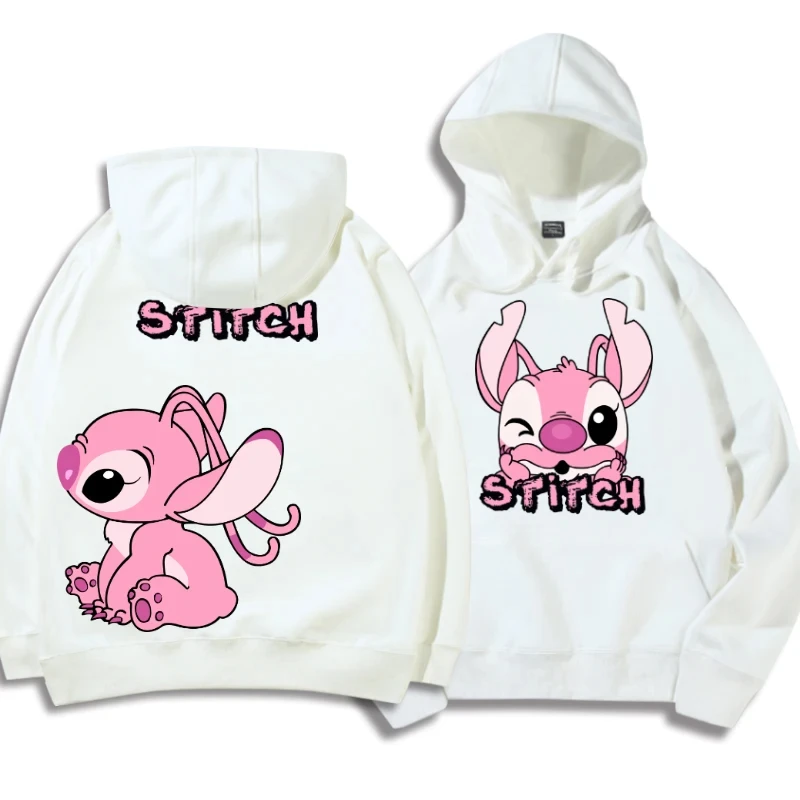 Stitch Angel Monster Letter Cartoon Sweatshirt Pullover Cute Harajuku Unisex Couple Pocket Fashion Hoodie