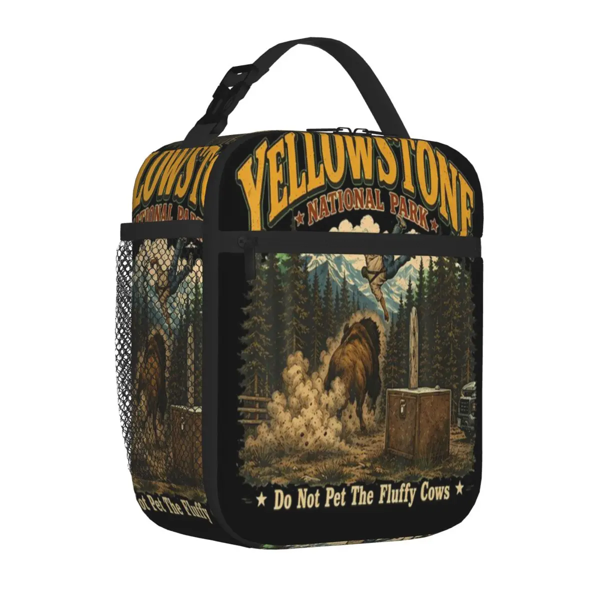 Hot Sale Yellowstone National Park Do Not Pet The Fluffy Cows Vintage Preppy Thermal Lunch Bag Office Break Lunch Carrier