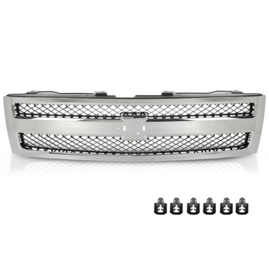 Chrome Grille with Black Insert for Chevrolet Silverado 1500 Hybrid 20092013 and XFE 20102013 Compatible with LS LT LTZ WT Mode